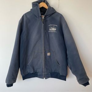 Carhartt Men Work Jacket Lined Mens Size XL Tall Navy Blue Gorpcore Utility Iowa